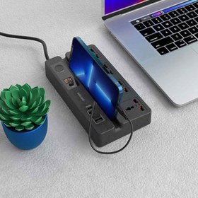 تصویر چند راهی و شارژر نمایشگردارMulti-Function Socket With Phone Stand and Digital Timer پرودوPorodo مدل PD-FWCH007 با گارانتی 