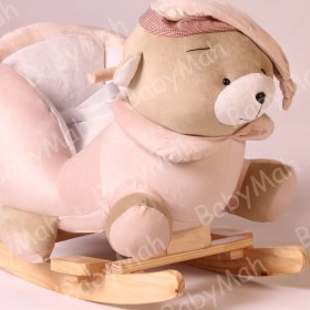 تصویر راکر کودک طرح خرس رنگ کرم 