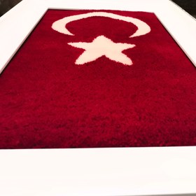 تصویر تابلو فرش دستبافت مدل پرچم ترکیه 