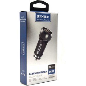 تصویر شارژر فندکی 18 وات رنجر RENJER RJ-C60 CAR CHARGER TWO WAY FAST CHARGE MODEL RJ-C60