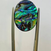 تصویر نگین صدف رنگين كمانى آبالون طبيعى سایز 20*15 ميلی‌متر 