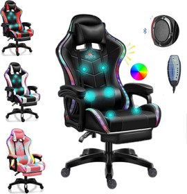 تصویر TBQATNTS Gaming Chair with SpeakersLed Gaming ChairErgonomic Pro Gaming Chair with Full Massage Lumbar Support Bluetooth Speakers Backrest Adjustable/Gaming Chairs for AdultsBlack - ارسال 15 الی 20 روز کاری 