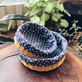 تصویر سبد نان و سبزی حصیر بافی ارغوان سازان مدل هانا مجموعه ۲ عددی 