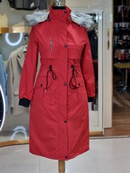 تصویر کاپشن بارونی بلند داخل خز(رنگ قرمز) 