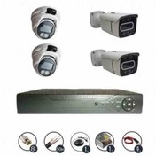 تصویر پکیج سیستم نظارتی ۴ دوربین فول اچ دی دید در شب رنگی وارم لایت 