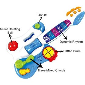 تصویر اسباب بازی گیتار موسیقی الکترونیکی دینامیک برای کودکان مبتدی با آهنگ‌های از پیش بارگذاری شده و چراغ‌های چشمک‌زن، سازهای موسیقی برای یادگیری کودکان برند baybee Electronic Dynamic Musical Guitar Toy For Kids Beginner With Pre-Loaded Tunes Flashing Lights Musical Instruments For Kids Learn
