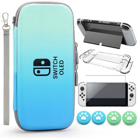 تصویر VGBUS 7-in-1 Accessory Case for Nintendo Switch OLED - Turquoise/Blue 