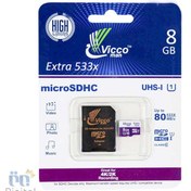 تصویر کارت حافظه microSDHC ویکو من مدل Extra 533X کلاس ۱۰ استاندارد UHS-I U1 سرعت ۸۰MBps همراه با آداپتور SD ظرفیت 8gb 