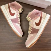تصویر کتانی بچگانه نایکی مدل Air Jordan 1 سایز ۳۵-۳۶ رنگ صورتی 