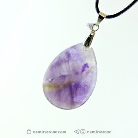 تصویر گردن آویز آمیتیست Amethyst سنگ طبیعی اصل (طرح اشک) 