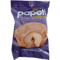 تصویر کیک روغنی با مغزی کرم کاراملی و روکش نسکافه ای Papoti نظری 42 گرمی 