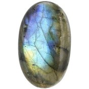 تصویر نگین لابرادوریت اصل با تراش دامله Original labradorite gem with a diamond cut