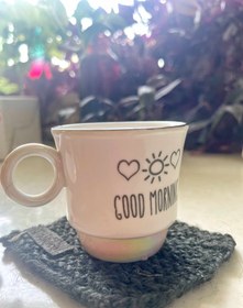 تصویر فنجان چینی اسپرسوزیر هولوگرامی مدل Good Morning 