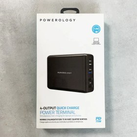 تصویر هاب شارژر 4 پورت پاورولوژی مدل PWCUQC001 توان 75 وات Powerology hub 4-port PWCUQC001 power terminal 75w