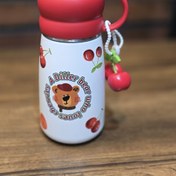 تصویر تراول ماگ استیل دوجداره DILLER مدل تدی و گیلاس درب فنجونی حجم 370 میل 