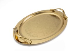 تصویر سینی بیضی تمام طلایی کد154799 Oval tray, all gold, code 154799