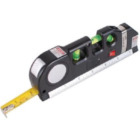 تصویر تراز لیزری چند منظوره Qooltek با نوار اندازه گیری Line 8ft+ Laser Level Line Tool, Qooltek Multipurpose Cross Line Laser 8 feet Measure Tape Ruler Adjusted Standard and Metric Rulers for hanging pictures