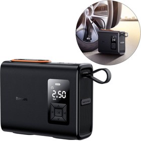 تصویر پمپ باد بیسوس مدل Mega Energy Pump crnl060001 - مشکی Baseus Mega Energy Pump crnl060001 Dual Cylinder Wireless Inflator