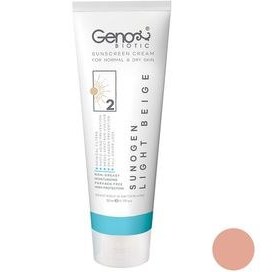 تصویر کرم ضد آفتاب ژنوبایوتیک پوست خشک بژ روشن SPF50 Sun Gen Sunscreen Cream SPF50 For Normal and Dry Skin GenoBiotic