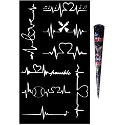 تصویر حنا طراحی و شابلون تتو موقت مدل M3 مجموعه ۹ عددی قهوه ای 