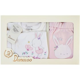 تصویر ست لباس پنج تکه بیمارستانی نوزاد دخترانه طرح خرگوش و گل دانالو Danaloo Danaloo Rabbit & Flower 5-Piece Baby Girl Hospital Clothing Set