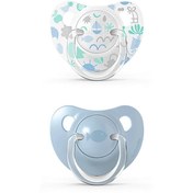 تصویر پستانک سرکج ارتودنسی آبی Suavinex سواوینکس (0-6 ماه) Suavinex