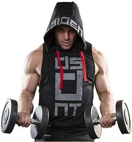 تصویر Mens Gym Stringer Tank Top Bodybuilding Athletic Workout Muscle Fitness Vest Black 