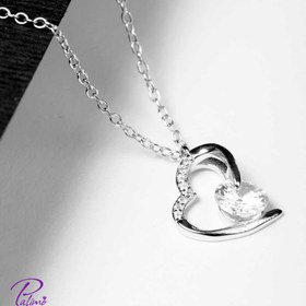 تصویر گردنبند نقره قلب الماس کد N2099 با روکش طلا سفید 