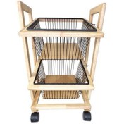 تصویر سبد سیب زمینی پیاز دو طبقه مدل شیبدار چوبی طرح ایکیا 1520 