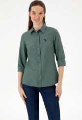 تصویر شومیز زنانه سبز تیره یو اس پولو 