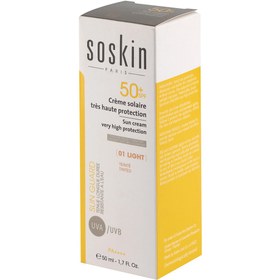 تصویر کرم ضد آفتاب رنگی با SPF50 مناسب پوست معمولی حجم 50 میلی لیتر ساسکین Soskin SPF50 Sunscreen Cream For Normal Skin 50 ml