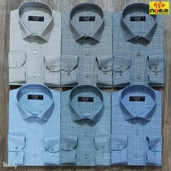 تصویر پیراهن مردانه جعبه ای کلاسیک قواره دار سایز m تا xl رنگبندی پارچه طرح دار پیراهن مجلسی اداری 