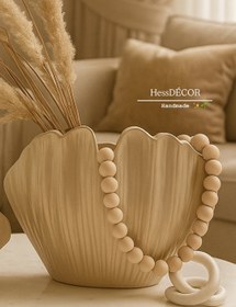 تصویر گلدان طرح صدف - مشکی 