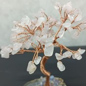 تصویر درخت رزکوارتز دکوری با پایه اسلایس عقیق 