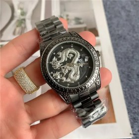 تصویر ساعت مچی مردانه رولکس دراگون طلایی صفحه مشگی ROLEX DRAGON 1276 