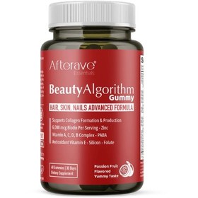 تصویر مکمل پاستیلی پوست و مو و ناخن بیوتی الگورتیم ۶۰ عددی افتر ایو AE BEAUTY ALGORITHM 60 GUMMIES P. FRUIT