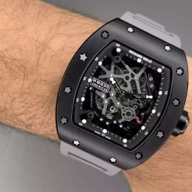 تصویر ریچارد میل صفحه اسکلتون بند طوسی - قاب کربن - Richard Mille 