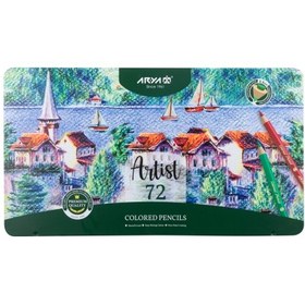 تصویر مداد رنگی آریا آرتیست ۷۲ رنگ جعبه فلزی 