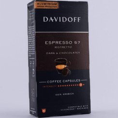 تصویر کپسول قهوه اسپرسو 57دیویدوف (ریسترتو )10 عددی COFFEE CAPSULES ESPRESSO 57 DAVIDOFF DARK&CHOCOLATEY 