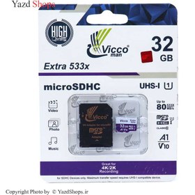 تصویر رم میکرو ۳۲ گیگ ویکومن Vicco Man Extra 533X U1 C10 80MB/s + ا Vicco Man Extra 32GB 533X U1 C10 80MB/s MicroSDHC Memory Card With Ram Reader Vicco Man Extra 32GB 533X U1 C10 80MB/s MicroSDHC Memory Card With Ram Reader
