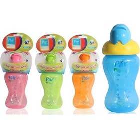 تصویر لیوان نوشیدنی نی دار کودک با درپوش محافظ پیور Pur حجم 250 میل 