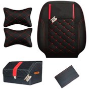 تصویر ست کامل روکش صندلی پژو 206 جودون مدل دیسکی قرمز 3 تکه (پشت گردنی رایگان) 