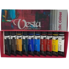 تصویر رنگ اکریلیک وستا بسته ۱۰ رنگ حجم ۳۷ میلی لیتر 