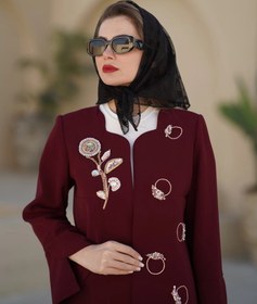 تصویر کت کرپ زرشکی جواهردوزی ترنم 