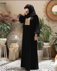تصویر مانتو عبایی زنانه طلاکوب الیزه عیدانه شیک و باکیفیت 