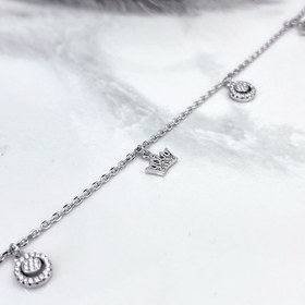 تصویر پابند نقره زنانه مدل آویز تاج 