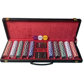 تصویر ژتون پوکر ۵۰۰ تایی سرامیکی با جعبه فلزی 