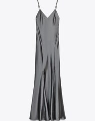 تصویر لباس بلند ساتن با یقه V و زیپ مخفی از برند زارا (زنانه) 