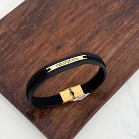 تصویر دستبند چرم و طلا کد 2063 