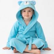 تصویر حوله تن پوش بچگانه عروسکی طرح bear فیروزه ای 
